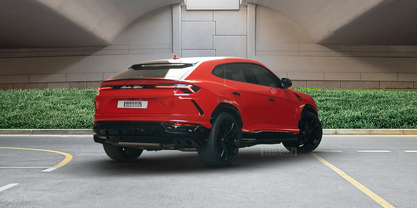 Lamborghini Urus Red Back Side View